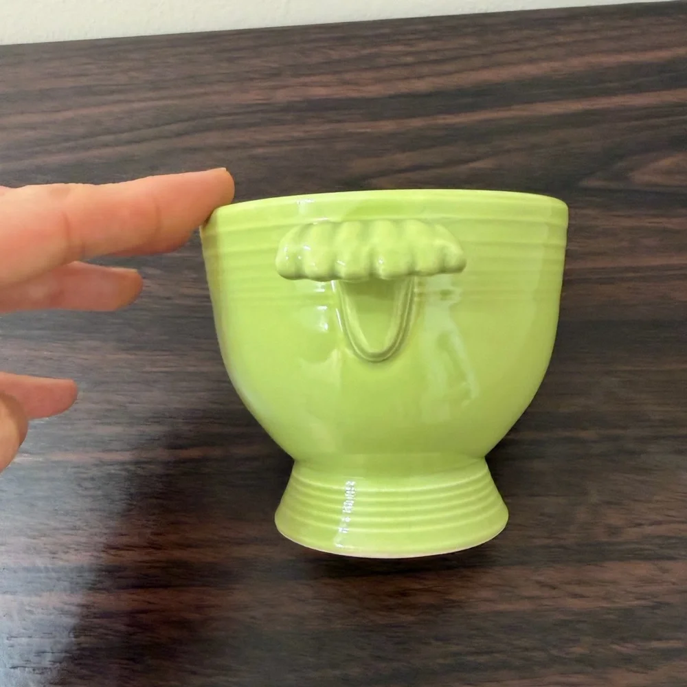 Vintage Fiesta Chartreuse Pedestal Compote Bowl w/ Handles HLC USA